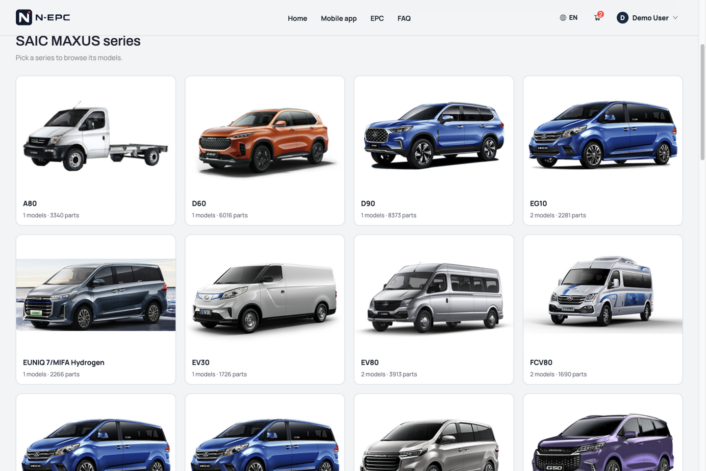 N-EPC BYD model series overview with vehicle images
