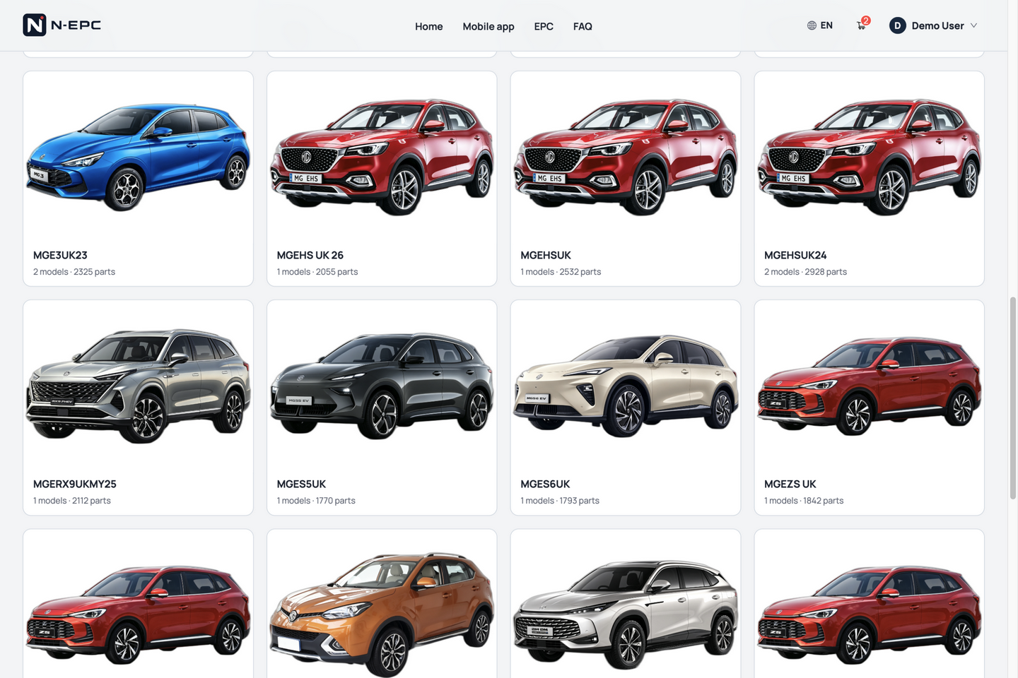 N-EPC BYD model series overview with vehicle images